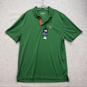 Miami Hurricanes Polo Shirt Mens Large Green Short Sleeve College NCAA Levelwear
